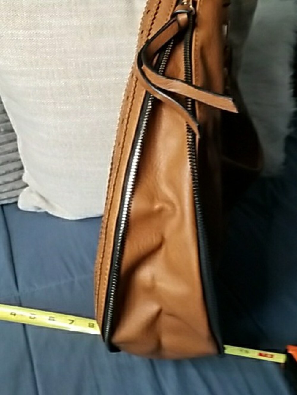 Macy's Large Brown Leather Shoulder Bag with Tassel - Picture 10 of 16